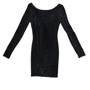 Black Sparkle Long-Sleeve Mini Dress